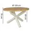 Table de salle à manger ronde avec trois pieds stables, Couleur : Acacia / Blanc - diamètre : 120 cm