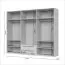 Grande armoire à six portes Neiafu 22, couleur : cachemire, dimensions : 224 x 272 x 56 cm, pieds réglables, deux tiroirs, pour chambre à coucher