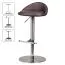 Tabouret de bar avec dossier | Hauteur réglable 54-79 cm | Pivotant 360° | Marron & Argent | Assise en simili cuir