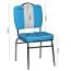 Chaise de salle à manger au design rétro, couleur : bleu / blanc / chrome, avec structure en métal