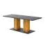 Table de salle à manger Kron à rallonge / Couleur : Chêne artisan / graphite / Étagère de 32 mm d'épaisseur / Pour 4 à 6 personnes / 140-180 x 80 x 75 cm / Table à pied central robuste