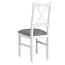 Chaise de salle à manger rembourrée Derbent en hêtre blanc, hauteur d'assise 47 cm, rembourrage en mousse T-25, couleur tissu : gris, bois massif, durable