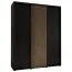 Armoire à portes coulissantes noire Tharo | Design moderne | Poignées métal noir | Anti-poussière | Gain de place | 235,2 x 200 x 45 cm