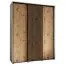 Armoire Mina avec portes coulissantes en blanc/chêne, anti-poussière, peu encombrante, beaucoup d'espace de rangement, 235,2 x 190 x 60 cm, robuste, aspect moderne
