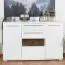 Commode Garim 5 portes et tiroir | Blanc brillant | 97 x 150 x 45 cm | Design moderne