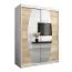 Armoire à portes coulissantes / Penderie Calvitero 03 avec miroir, Couleur : Blanc mat / Chêne de Sonoma - Dimensions : 200 x 150 x 62 cm ( H x L x P)