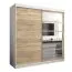 Armoire penderie à portes coulissantes Aizkorri 05A avec miroir | Blanc mat & Chêne Sonoma | 200 x 200 x 62 cm