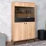 Vitrine Lincolnia 03 | Chêne & Noir | 160 x 90 x 40 cm | 4 portes, 4 compartiments
