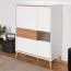 Vitrine Tuanai 03, Couleur : Chêne / Blanc brillant - 121 x 95 x 40 cm (H x L x P)