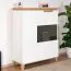 Vitrine élégante Safotu 03 | Blanc brillant & noyer | 122 x 95 x 41 cm | Soft Close | Grand espace de rangement