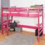 Lit mezzanine 90 x 190 cm pour adultes, "Easy Premium Line" K22/n, bois de hêtre massif laqué rose, divisible