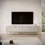 Meuble TV long / Cabinet TV avec deux compartiments à clapet Sloughia 05, Couleur : Beige, Protection des bords ABS, Dimensions : 51 x 200 x 38 cm, Poignées & pieds : métal