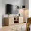 Meuble TV bas Kiunga 06 | Design hêtre/blanc moderne | 47 x 120 x 47 cm | Soft Close & Push-to-open