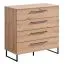 Chambre à coucher - Set complet A Crina, 6 pièces, Couleur : Chêne Artisan / Gris, chants ABS, un lit double, deux chevets, une commode, une armoire et un miroir