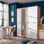 Chambre à coucher complète - Ensemble A Brus, 4 pièces, Couleur : Chêne Artisan / Blanc, un lit double, deux tables de nuit, une armoire et une commode