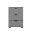 Chambre à coucher - Ensemble C Kule, 5 pièces, Couleur : Gris graphite, une armoire avec cadre LED, une commode et deux tables de nuit