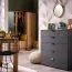 Chambre à coucher sombre - Ensemble A Kule, 4 pièces, Couleur : Gris graphite, protection des bords ABS, une armoire, une commode et deux chevets, design moderne