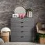 Chambre à coucher - Ensemble C Kule, 5 pièces, Couleur : Gris graphite, une armoire avec cadre LED, une commode et deux tables de nuit