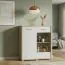 Vitrine design chêne/blanc Kavieng 03 | 110 x 99 x 40 cm | Espace de rangement moderne