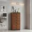 Commode Mojokerto 04, Couleur : Noyer / Noir - Dimensions : 121 x 55 x 39 cm (H x L x P)