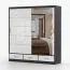 Armoire penderie à portes coulissantes avec miroir | Finition blanc brillant et noir | Lusatian 15 | 218 x 203 x 61 cm | 3 tiroirs | 12 compartiments