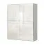 Armoire à portes coulissantes Siumu 05 | Beige & Beige Brillant | 224 x 182 x 61 cm | Design moderne