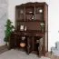 Vitrine spacieuse en pin massif Turakos 08 | Finition noyer | 214 x 150 x 50 cm | 5 portes, 5 tiroirs | Grand espace de rangement
