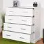 Chambre complète blanche Bueto | Ensemble 3 pièces style maison de campagne | Lit 160 x 200 cm, armoire, commode | Massif