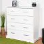 Chambre complète blanche Bueto | Ensemble 3 pièces style maison de campagne | Lit 160 x 200 cm, armoire, commode | Massif