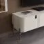 Meuble TV bas avec système Soft-Close | Kaschmir | 60 x 180 x 46 cm | 4 portes | 3 niches | Finitions reliefs | Poignées métal