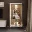 Vitrine avec éclairage LED / Cachemire / 180 x 94 x 40 cm / 2 portes vitrées / 1 tiroir / 4 compartiments / Système Soft Close / Pieds en métal