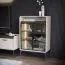 Vitrine crème avec système Soft Close | Éclairage LED | 2 portes vitrées | 2 étagères en verre | 124 x 81 x 43 cm | Pieds métal