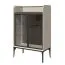 Vitrine crème avec système Soft Close | Éclairage LED | 2 portes vitrées | 2 étagères en verre | 124 x 81 x 43 cm | Pieds métal