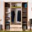 Chambre à coucher - Armoire, Couleur: Chêne Sonoma - 201 x 160 x 53 cm (H x L x P)