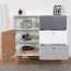 Commode chambre ado Syrina 08 | Blanc, gris & chêne | 96 x 103 x 45 cm | Design moderne