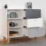 Commode chambre ado Syrina 08 | Blanc, gris & chêne | 96 x 103 x 45 cm | Design moderne