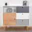 Commode chambre ado Syrina 08 | Blanc, gris & chêne | 96 x 103 x 45 cm | Design moderne