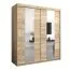 Armoire à portes coulissantes / Penderie Polos 04 avec miroir, Couleur : Chêne de Sonoma - Dimensions : 200 x 180 x 62 cm (H x L x P)