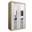 Armoire penderie à portes coulissantes Polos 02 avec miroir | Espace optimisé | Chêne Sonoma / Blanc mat | 200 x 120 x 62 cm