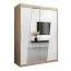 Armoire à portes coulissantes / Penderie Guajara 03 avec miroir, Couleur : Chêne de Sonoma / Blanc mat - Dimensions : 200 x 150 x 62 cm (H x L x P)