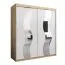 Armoire penderie à portes coulissantes Hacho 04 avec miroir | Chêne Sonoma / Blanc mat | 200 x 180 x 62 cm