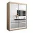 Armoire à portes coulissantes / Penderie Aizkorri 03B avec miroir, Couleur : Chêne de Sonoma / Blanc mat - Dimensions : 200 x 150 x 62 cm (H x L x P)