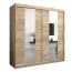 Armoire à portes coulissantes / Penderie Polos 05 avec miroir, Couleur : Chêne de Sonoma - Dimensions : 200 x 200 x 62 cm (H x L x P)