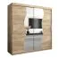 Armoire à portes coulissantes / Penderie Robinyera 05 avec miroir, Couleur : Chêne de Sonoma - Dimensions : 200 x 200 x 62 cm ( H x L x P)