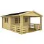 Bois-Maison de jardin 5,85 x 4,44 mètres (incl. toit) | 2 fenêtres | 40 mm Madriers |Naturel non traité | toit à deux pentes | incl. plancher | en épicéa nordique Abbildung