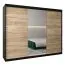 Grande 250 cm de large Armoire avec 10 casiers et 3 portes | Couleur: Noir Abbildung