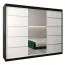 Grande 250 cm de large Armoire avec 10 casiers et 3 portes | Couleur: Blanc / Noir Abbildung