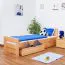 90 x 200 cm Lit pour enfant |incl. espace de rangement / 2 tiroirs | Bois massif: Hêtre | Laqué Naturel | incl. Sommier à lattes Abbildung