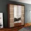 150 cm de large Armoire à portes coulissantes avec 5 casiers et 2 portes | Couleur: Noir | Laminée Abbildung