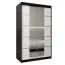 120 cm de large Armoire à portes coulissantes avec 5 casiers et 2 portes | Couleur: Blanc / Noir | Laminée Abbildung